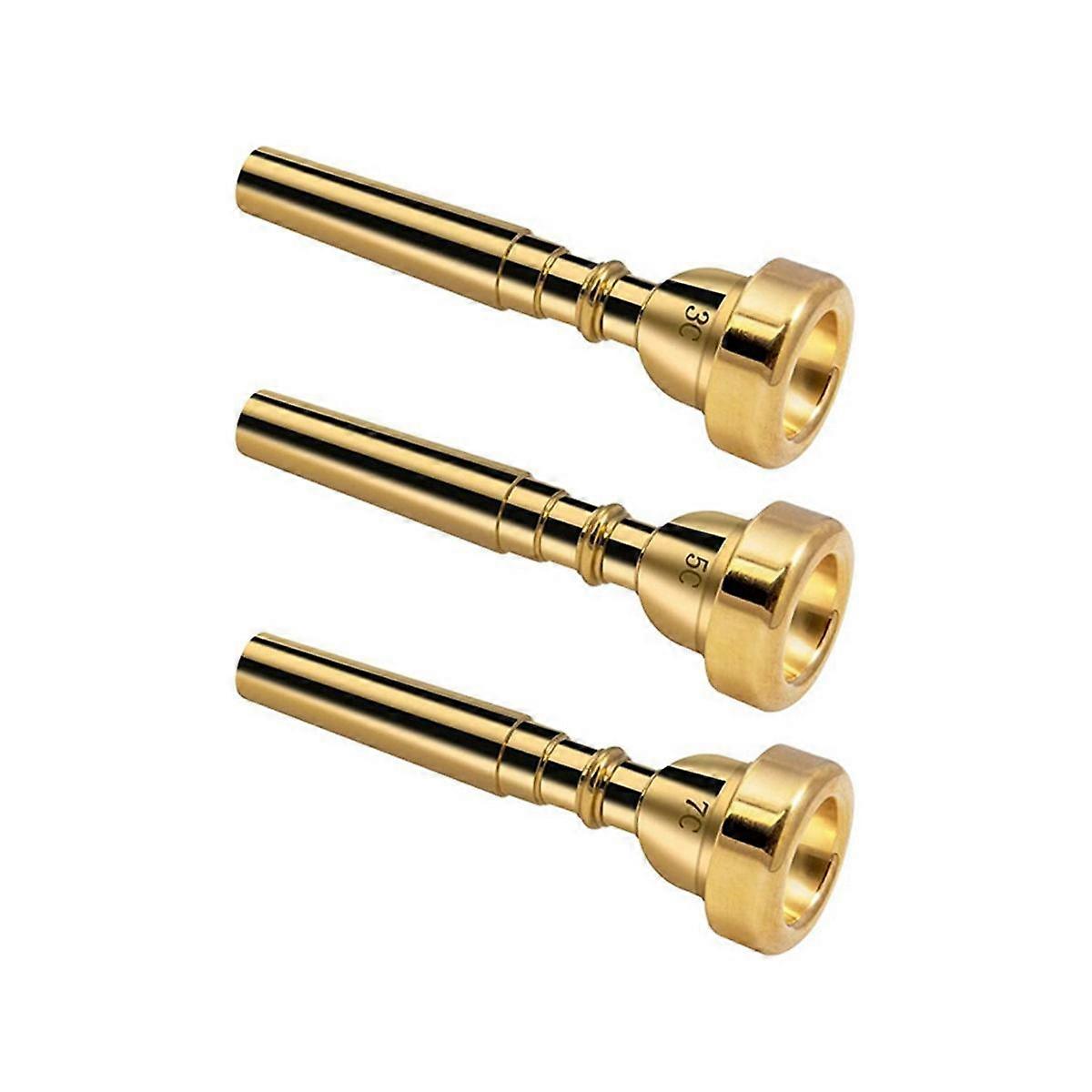 Embouchure de trompette 3C 5C 7C accessoires de trompette, ensemble d’embouchure de trompette en laiton pour débutants (or)