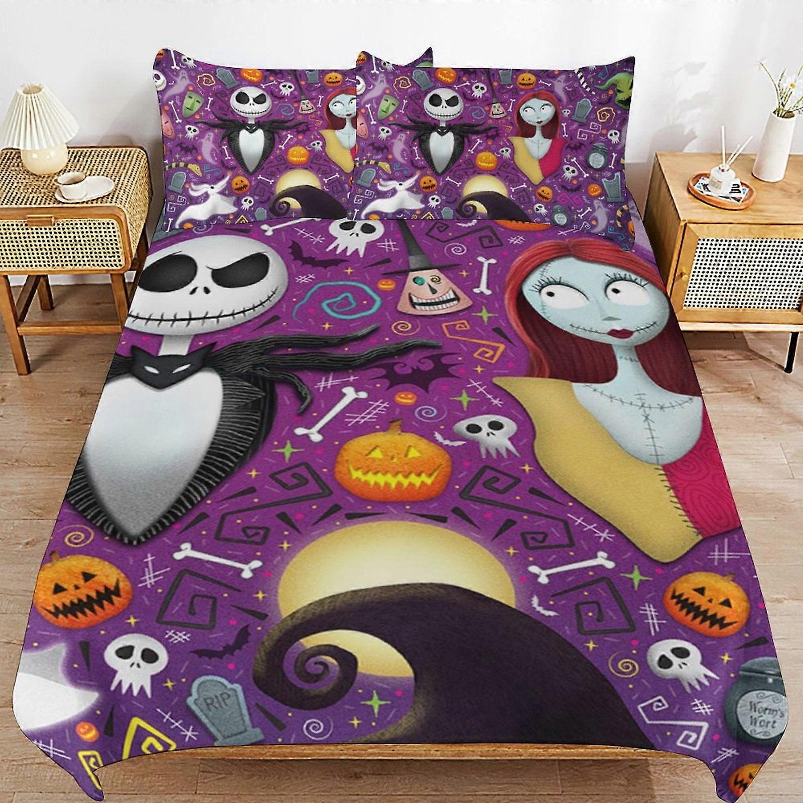 a1406 O Pesadelo Antes do Natal Conjunto de Capa de Edredom, Conjunto de Cama de 3 Peças 86x70" Conjunto de Capa de Edredom Decorativa com Impressão Dupla Face (1 Capa de Edredom +