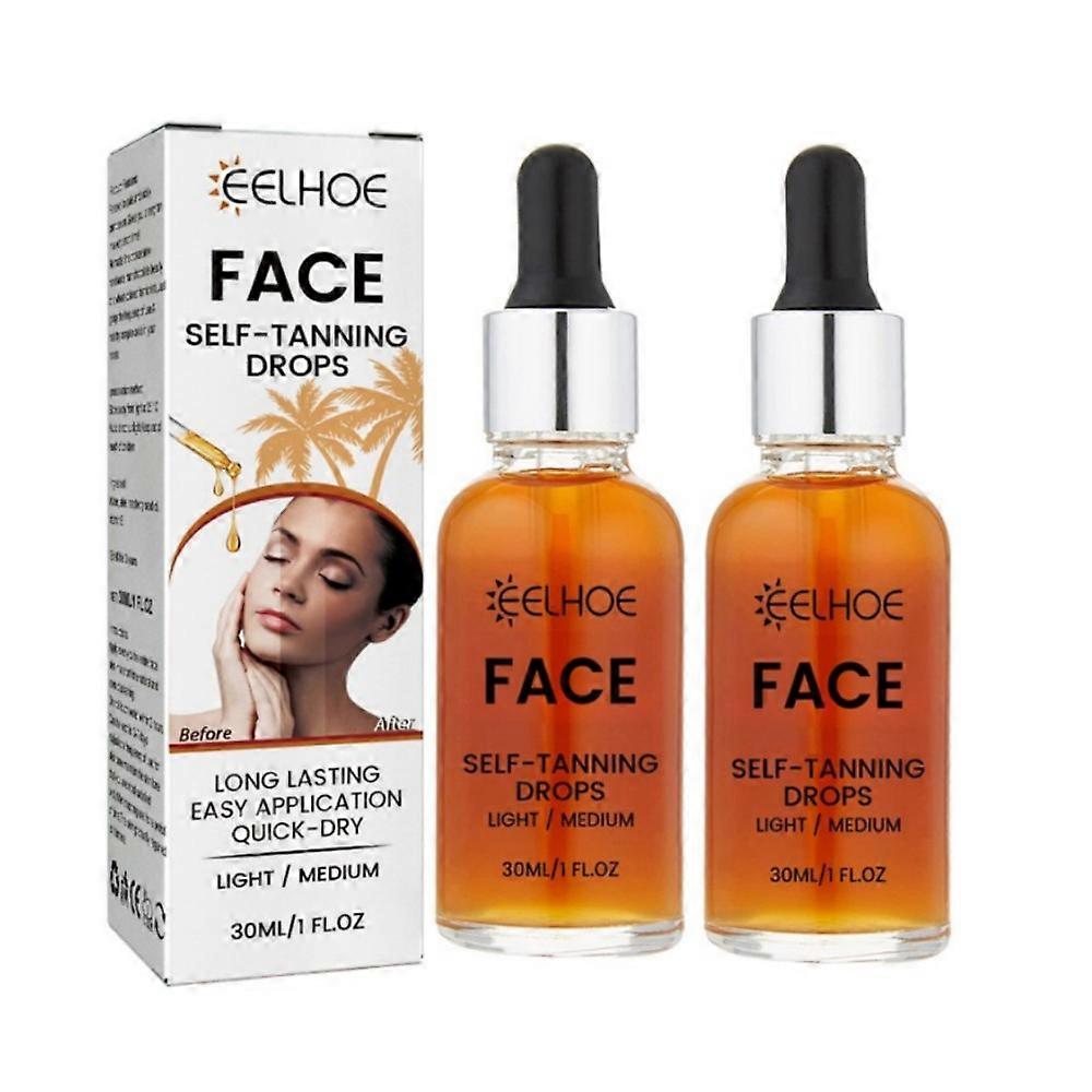 2 قطعة قطرات تسمير ذاتية مزيفة مزيفة بدون خطوط لترطيب الوجه توهج الجسم