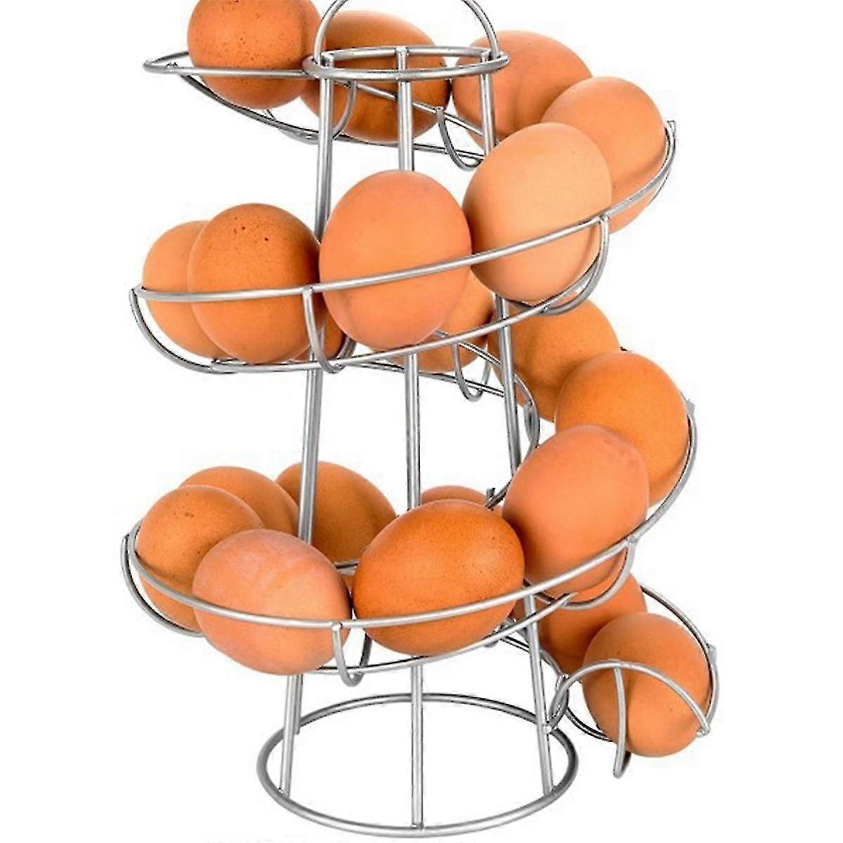 Kitchen Egg Rack, Spiral Egg Basket, Iron Practical Egg Storage Rack, Storage Rack Silver Gray