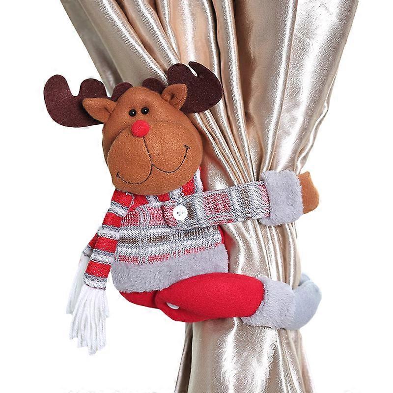 Christmas Curtain Tiebacks Snowman Santa Elk Hanging Cartoon Doll Fastener Buckle Clamp Layout Xmas Home Window Curtains Festive Decoration