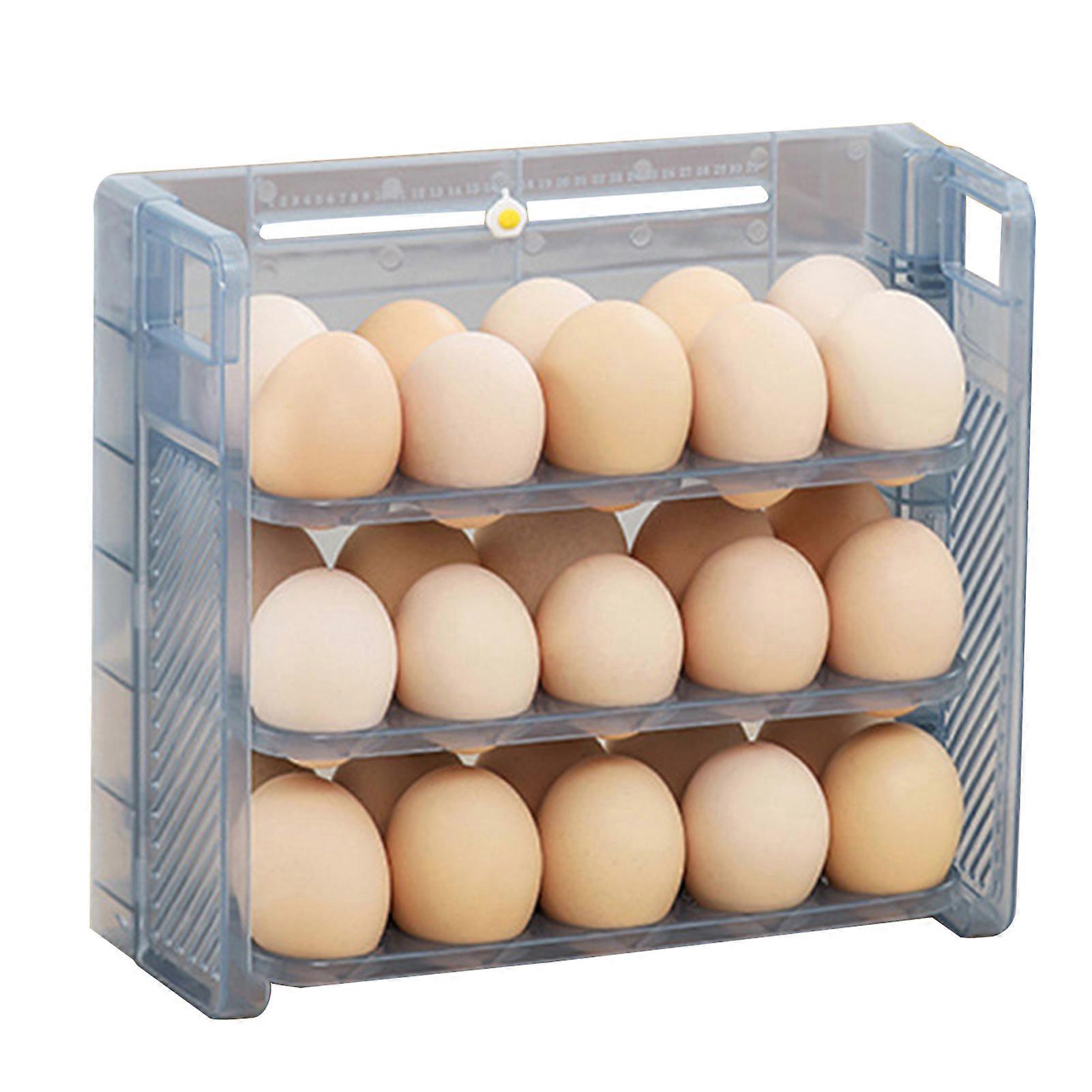 Fridge Egg Storage Box Three Tiers Large Capacity Space-Saving Egg Organizer Refrigerator Side Door Egg Dispenser Egg Carton Diner Restaurant Egg Hold