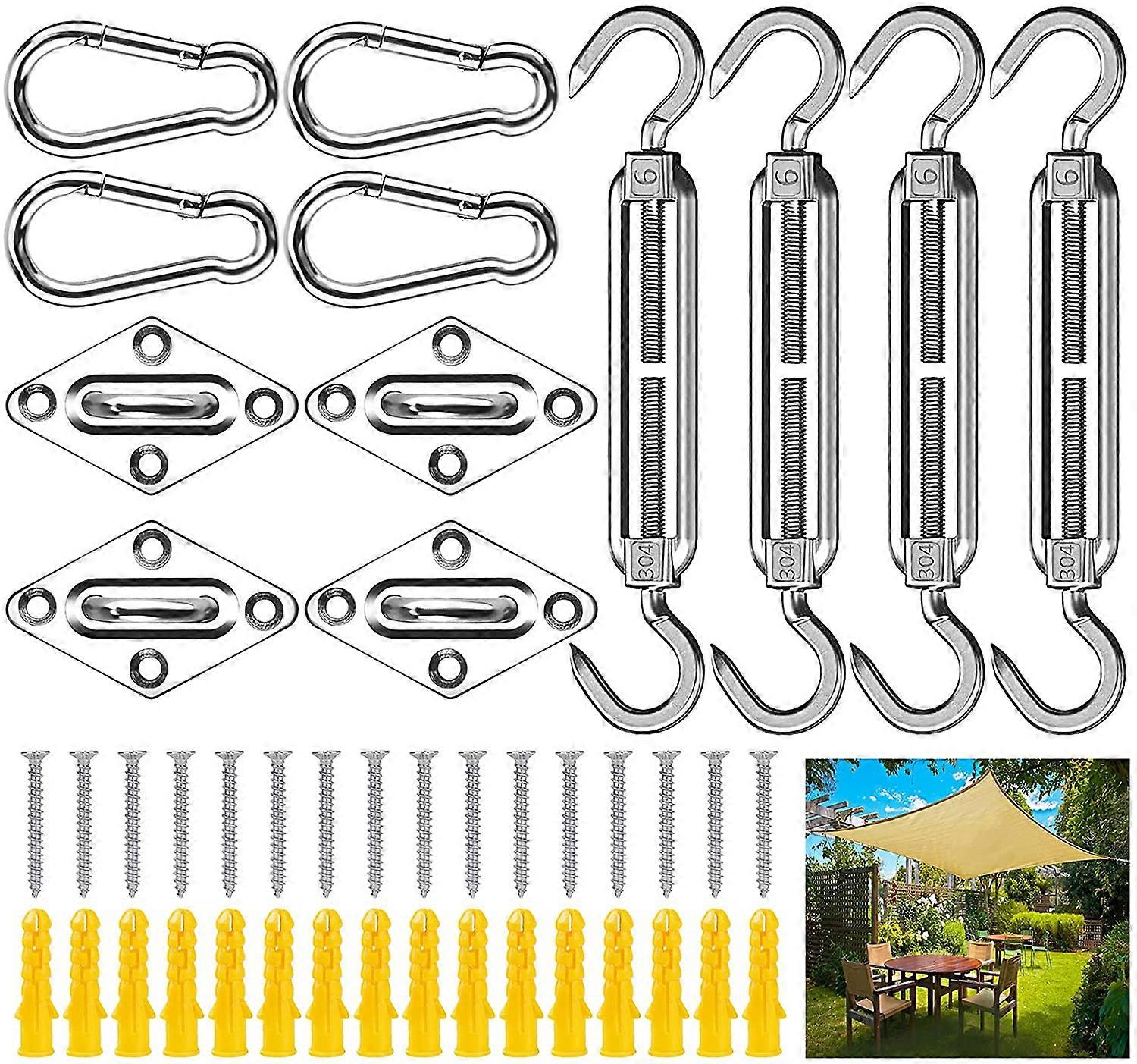 Shade Sail Fixing Kit,44Pcs Shade Sail Fixing Fixing Kit