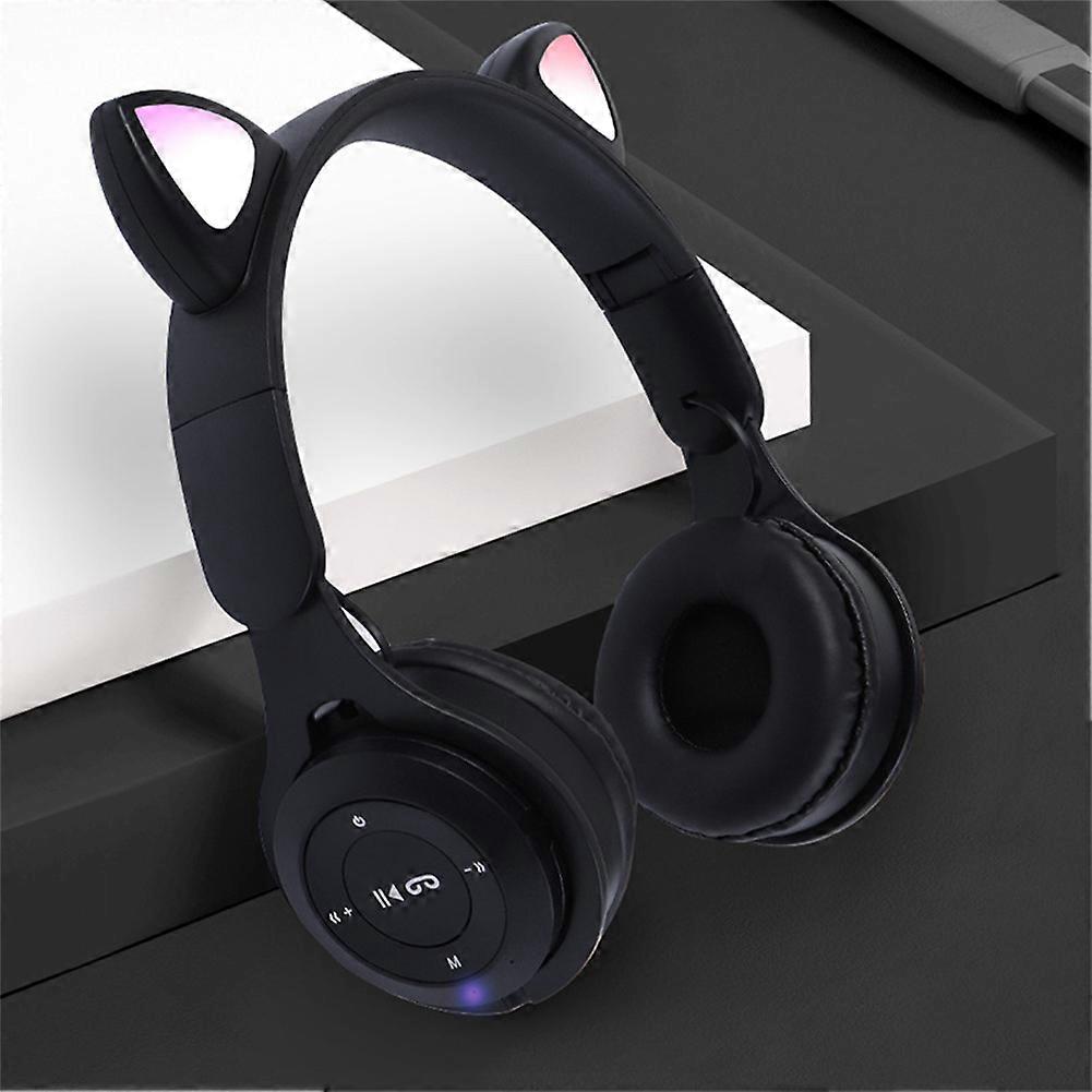 New Flash Light Cute Cat Ears Wireless Headphone with Mic Control LED Kid