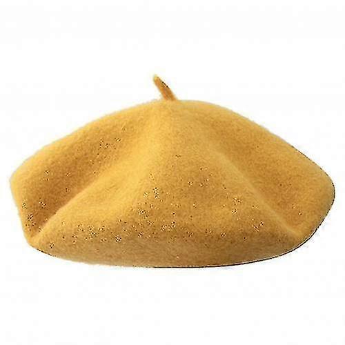 vintage høst vinter solid farge varm ull beret lue cap oransje