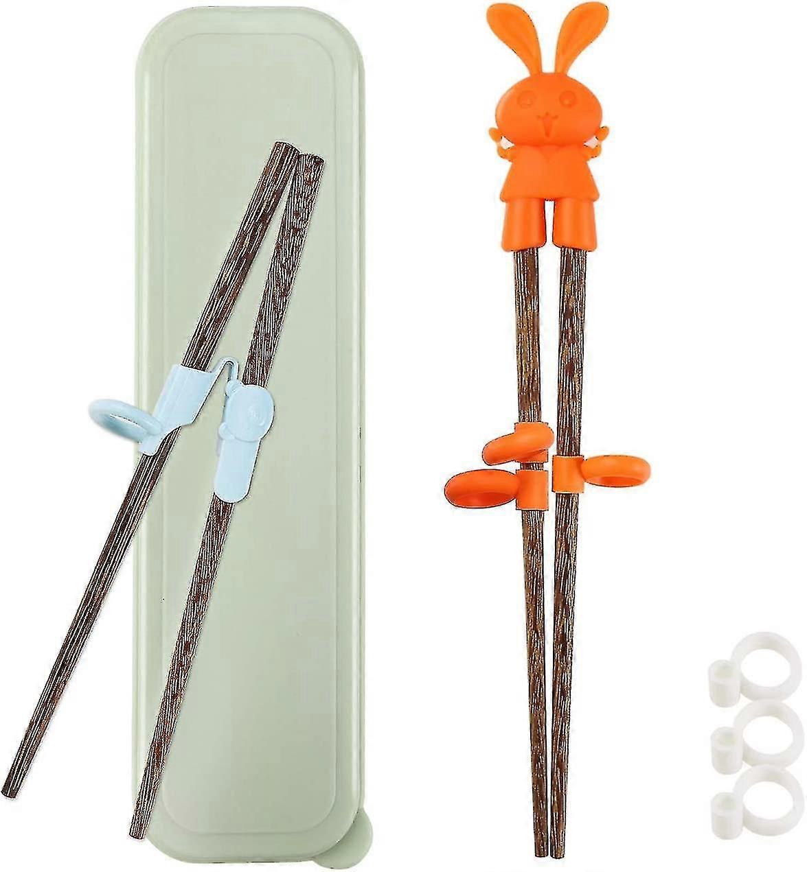 2 Pairs Of Wooden Learning Chopsticks For Kids/beginners Left Or Right Handed - With Portable Box