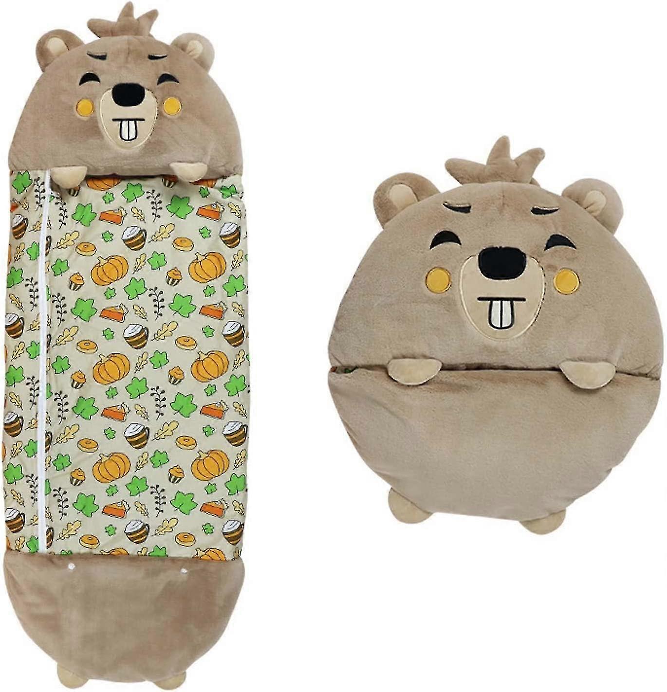 1pc large pillow and sleeping bag,soft cartoon animal 2 in 1  ,foldable warm camping,gophers,137 * 50cm