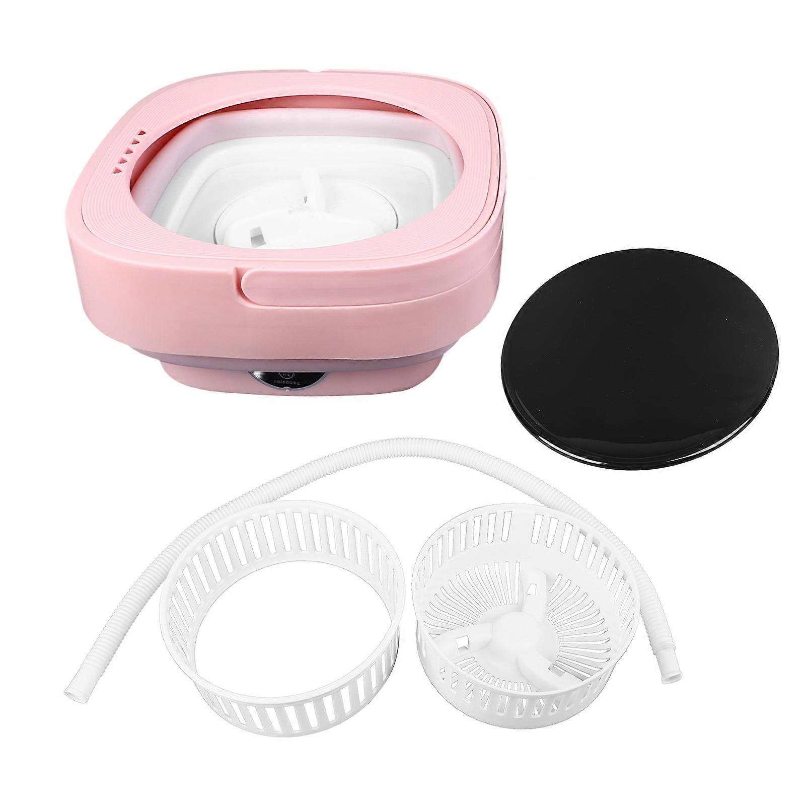 8L غسالة صغيرة قابلة للطي المحمولة آلة غسيل صغيرة للمنزل المهجع السفر الولايات المتحدة التوصيل 110 × 220V M الحجم, وردي