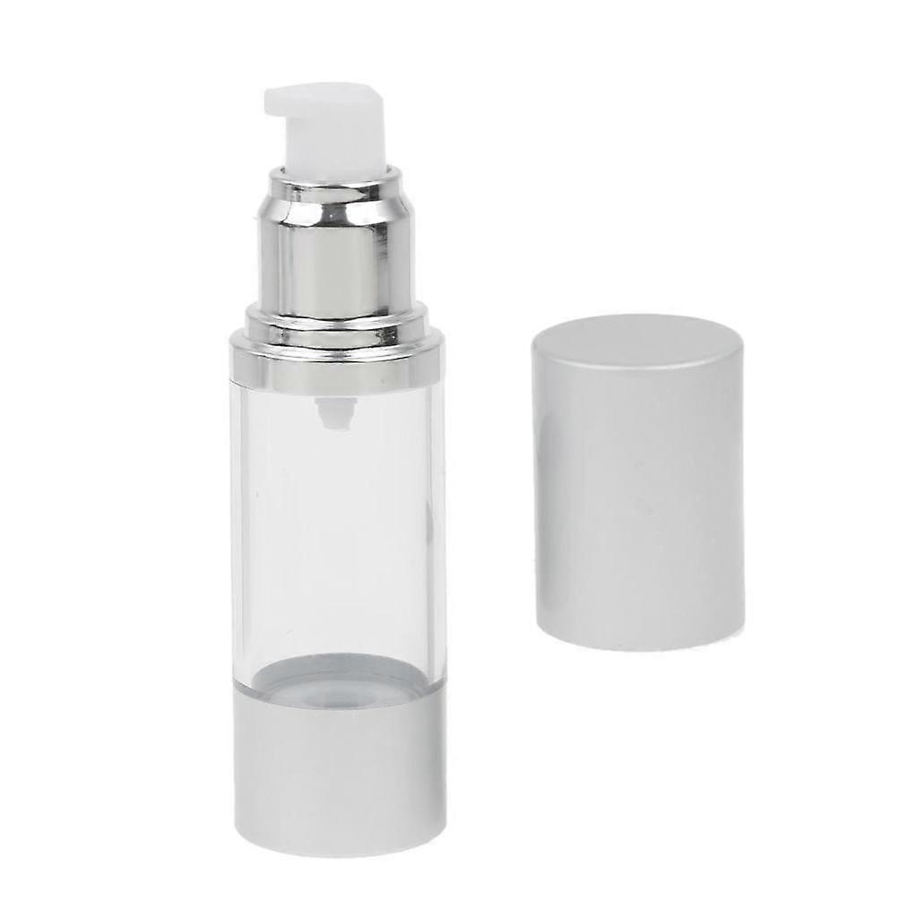 4x Airless Lotion Bottle Refillable Sunscreen Lotion Container 30ml Silver