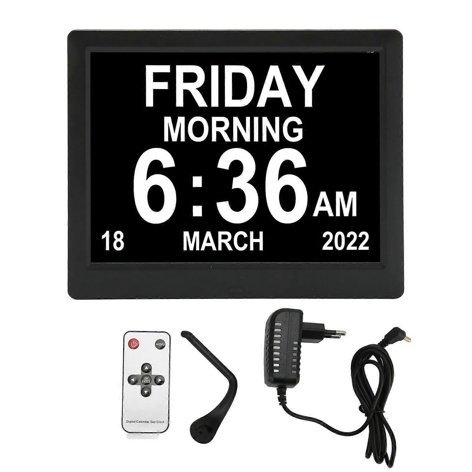 8.7inch Digital Day Calendar Clock Auto Dimming Large Display Medication Reminders Dementia Calendar Clocks 110?240V EU Plug