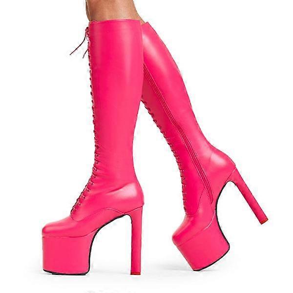 Lamoda Nowhere To Run Platform Knee High Boots Fuchsia - LMF 4648 - FuchsiaPU - UK4