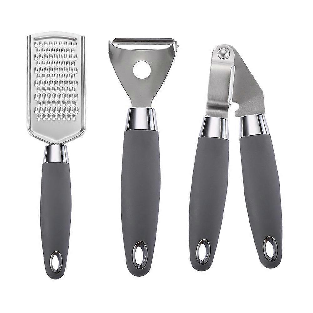 3pcs rubber plastic handle stainless steel kitchenware