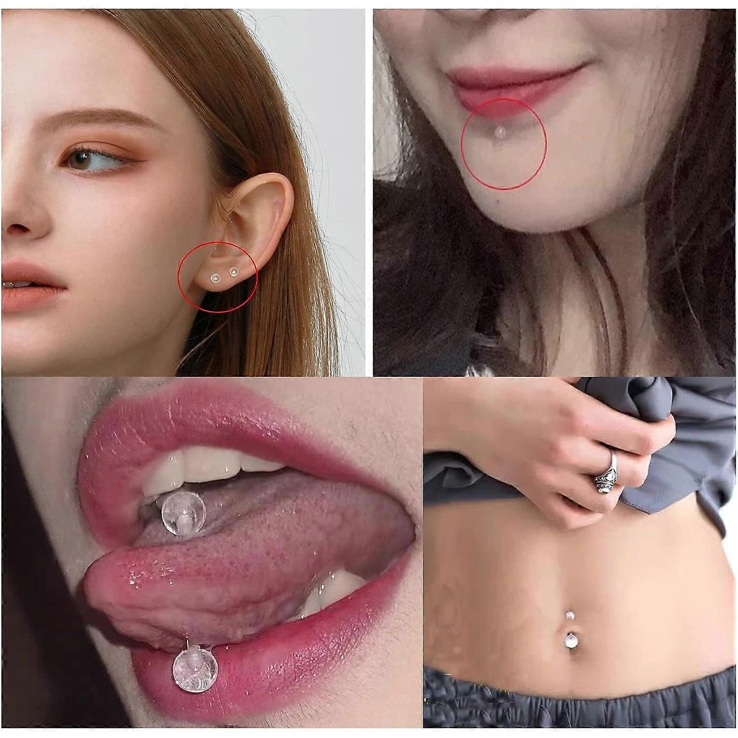 38 Pezzi Ferma Piercing Trasparenti | Per Naso, Labbra, Orecchio | Plastica Ipoallergenica - Foto 3