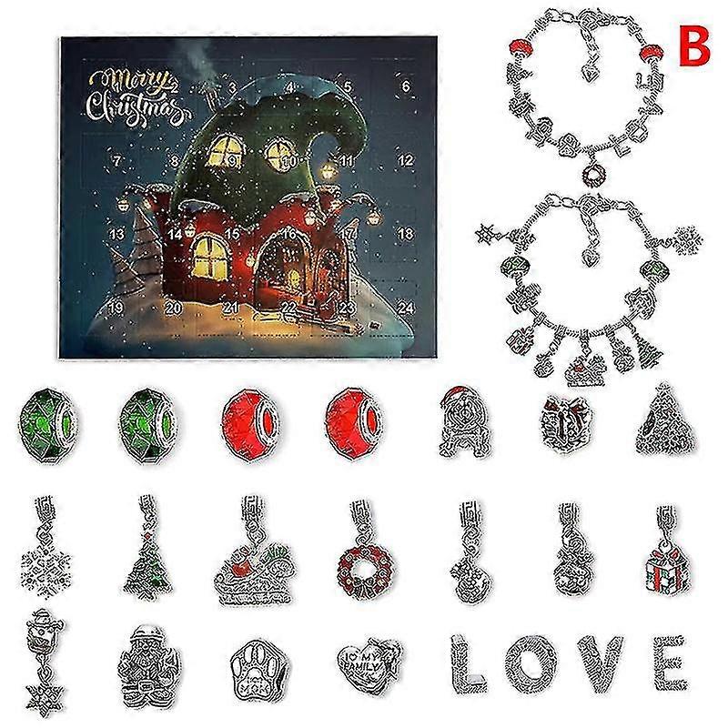 24kpl kaulakoru riipus joulun lähtölaskentakalenteri sokea laatikko rannekoru lahjarasia