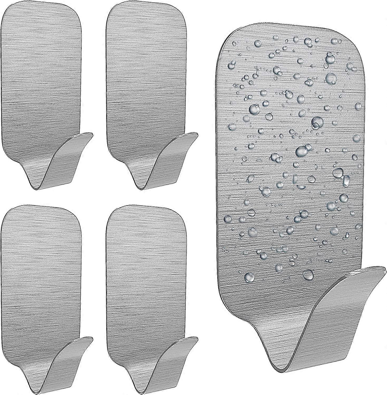 Heavy Duty Self Adhesive Hooks Pack of 8 Rustproof Adhesive Wall Hook, Waterproof Wall Hooks for Hanging Towel, Robe, Coat, Bags, Keys(silver)