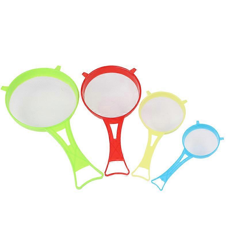 Plastic Sieves Multi Purpose Small Mesh Scoop Sieve Strainer Food Kitchen Easy to Use and Clean(4 pcs, multicolor)