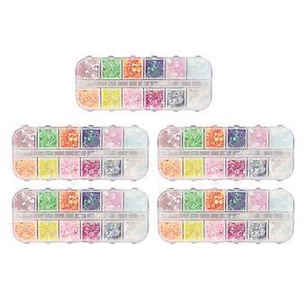 5 Kasten Schmetterlingsform Nagel Pailletten 12 Farben Kunststoff geruchlos stilvoll zarte Nägel Glitzer für Gesicht Schulter