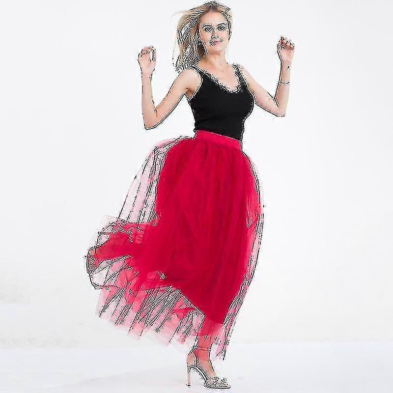 4 Layers Elegant High Waist Pleated Tulle Skirt Ball Gown