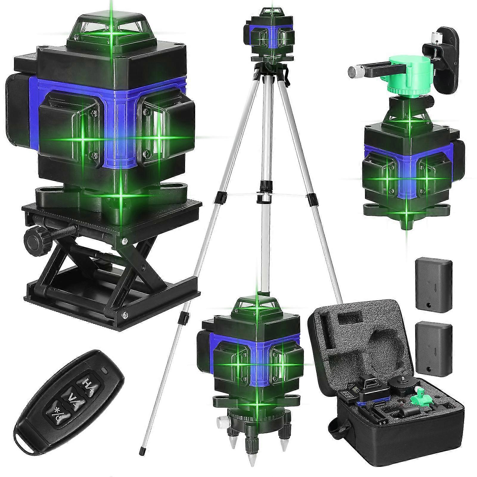4d 16 Lines Laser Level 3 Self-leveling Machine Lithium Battery Leveling Tool With 1.5m Adjustable Extension Bar Tripod Stand