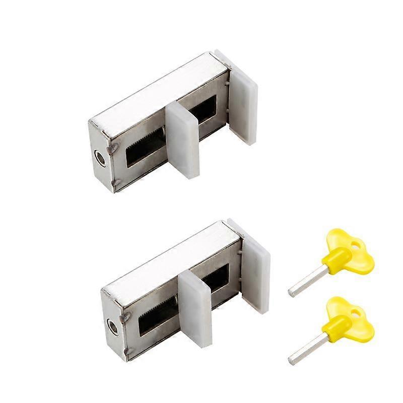2 Pcs Sliding Window Lock With Key Sash Anti-theft Plug Alloy Door