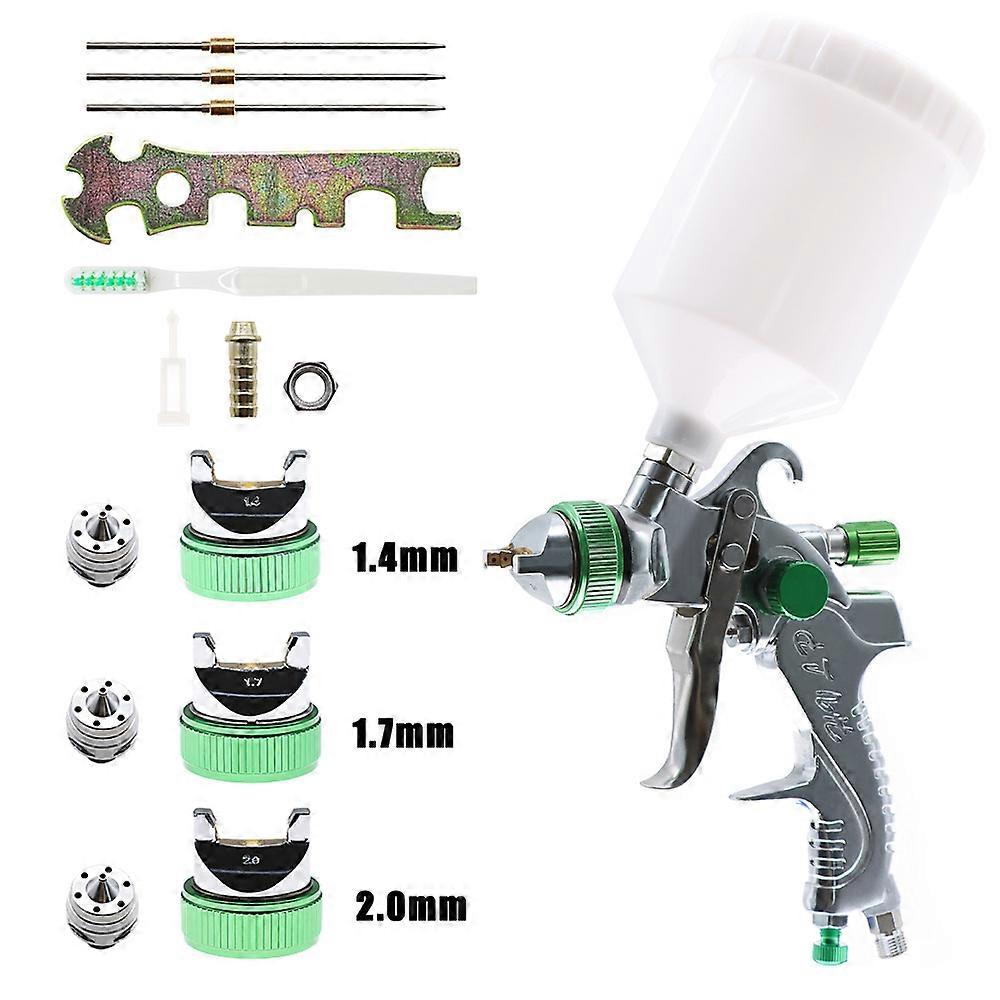 Professional High Pressure Spray Gun Air Spray Gun Kit Gravity Feed HVLP 600CC Pneumatic Paint Spray Gun 1.4MM/1.7MM/2.0MM 3 Size Nozzles