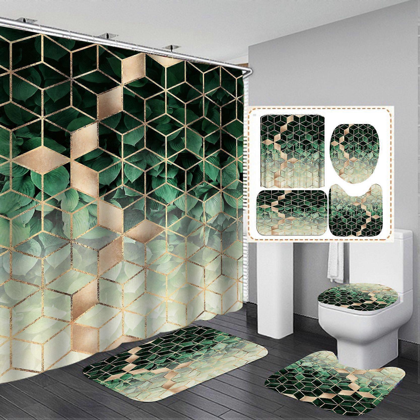 Shower Curtain+Bath Mat Set (Style 1)