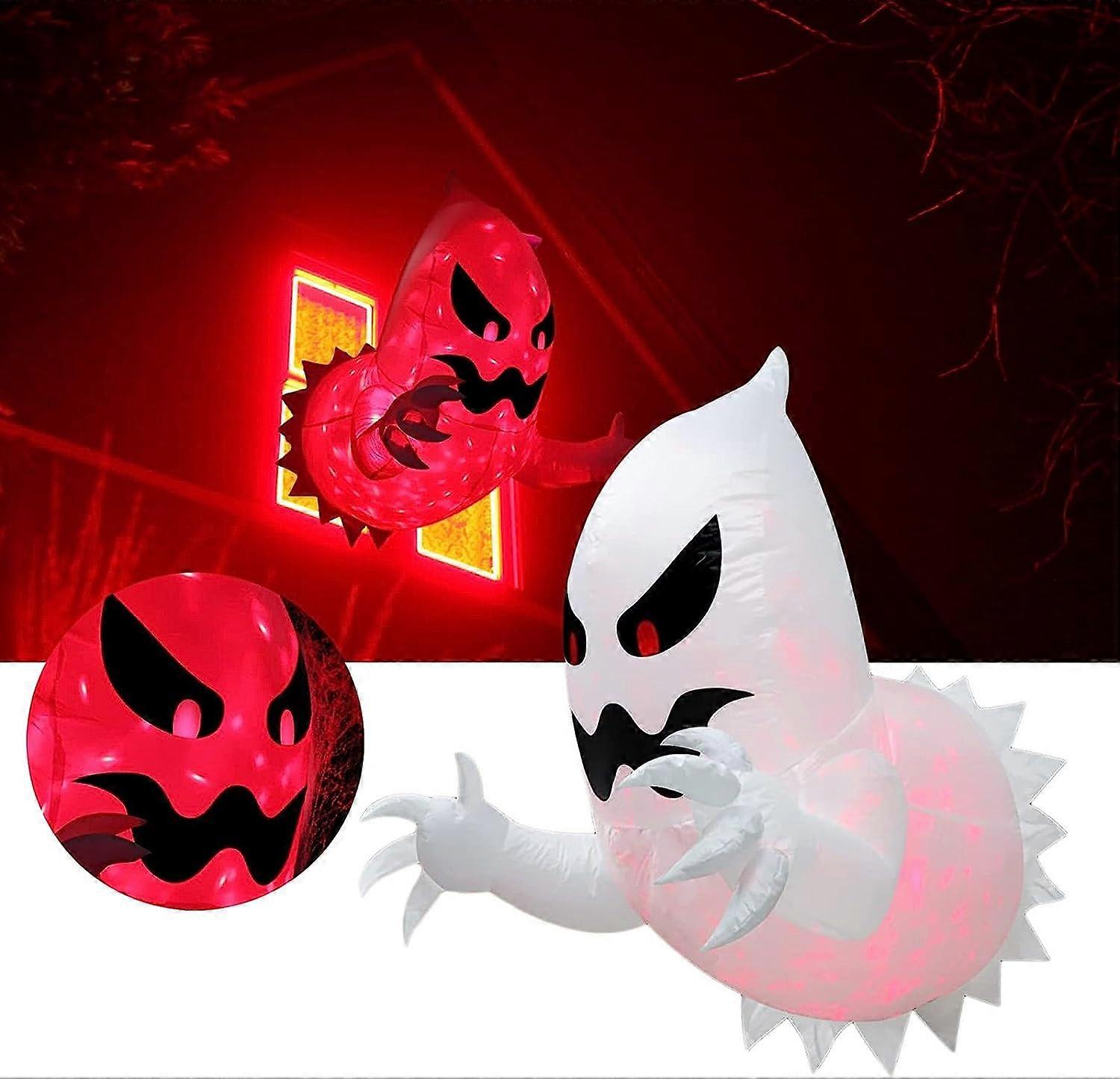 4.6 FT Halloween Inflatables Outdoor Decorations Ghost Broke Out from Window with Build-in LED Blow Up