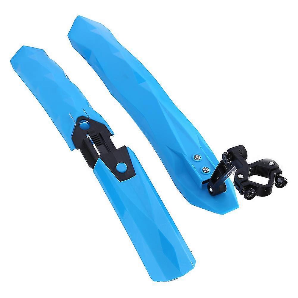Quick Release Soft Rubber Bicycle Mudguards with LED Light - Blue