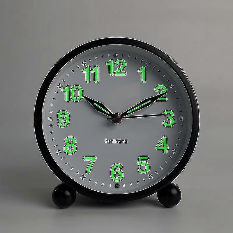 Silent Alarm Clock - Non Ticking Analog Alarm Clocks With Warm Light - Minimalistic Round