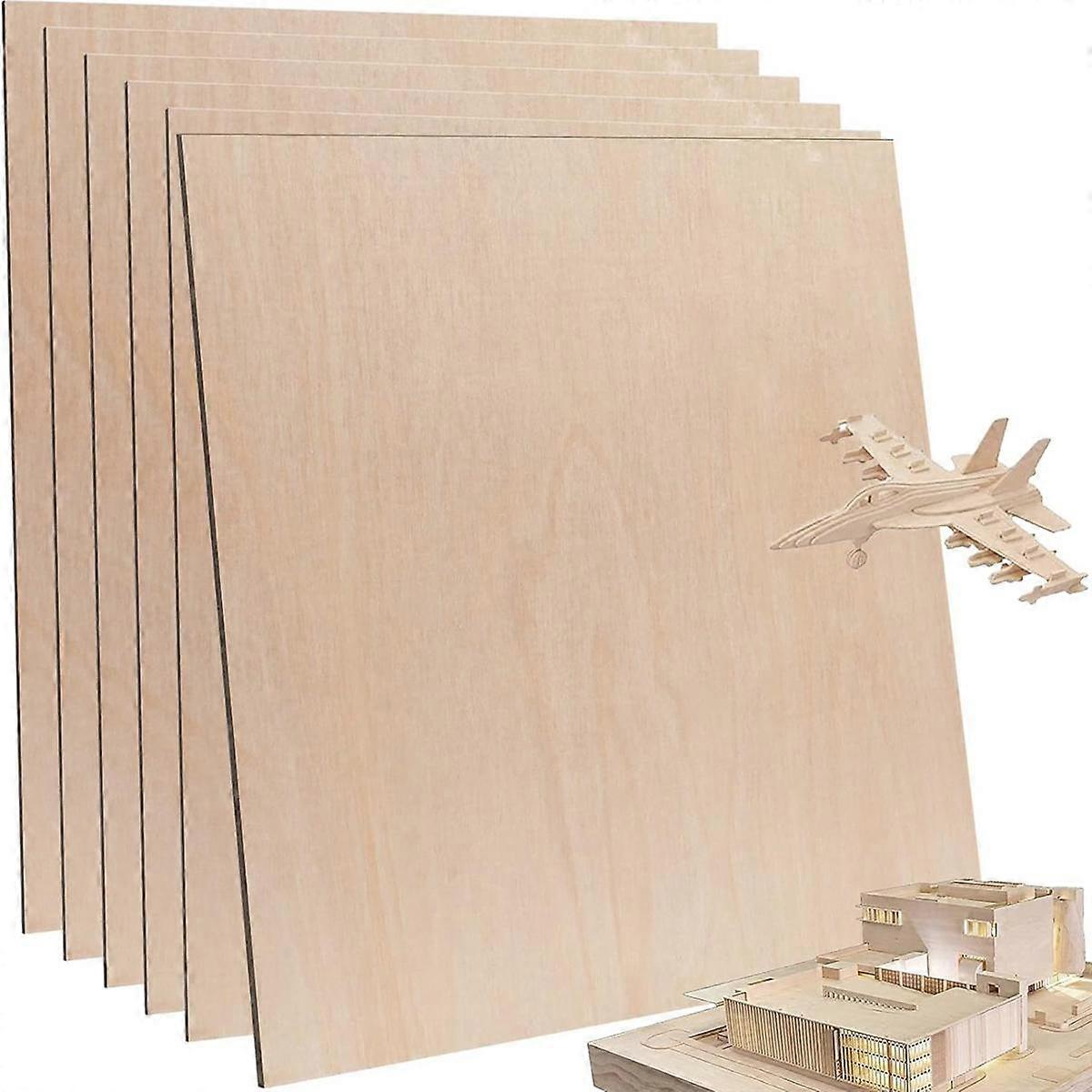 6 Pcs Plywood, Thick Unfinished Wood for Crafts Laser Cutting & Engraving, School DIY Projects, Pai