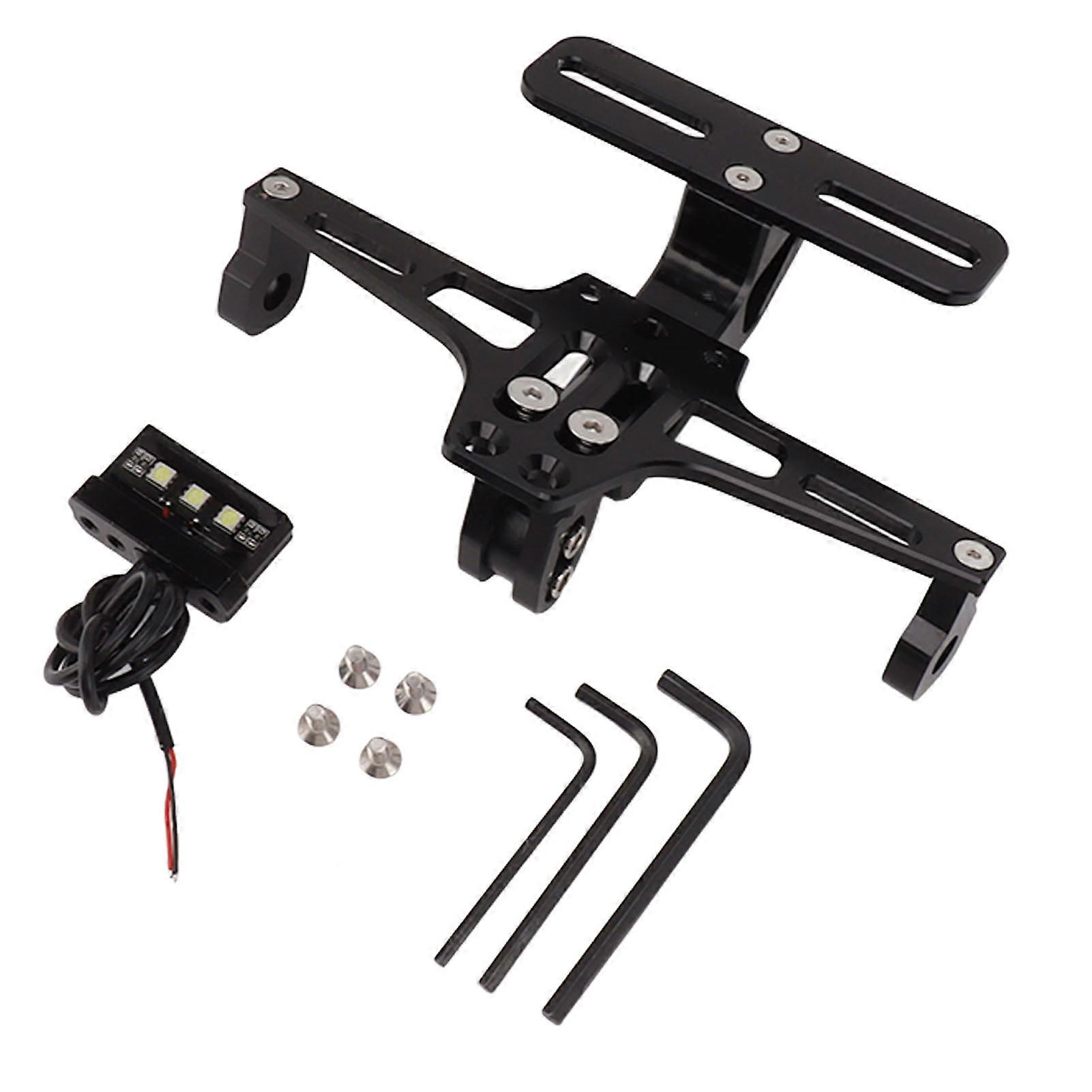 אופנוע אחורי לוחית רישוי הר סגסוגת אלומיניום מתכווננת אוניברסלי אחורי לוחית רישוי סוגר עם אור