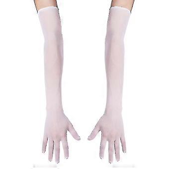 1 Pair Women Mesh See Through Sheer Gloves Stretchy Full Finger Long Gloves Mittens-ZZY