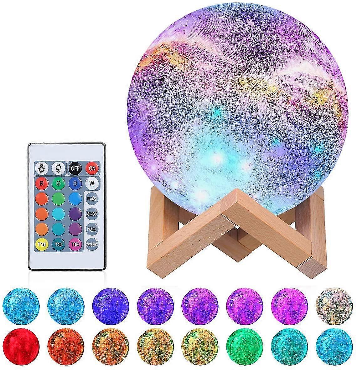 3d Moon Lamp, Led Night Light Touch Lamp 16 Colors With Remote Control 15cm Moon