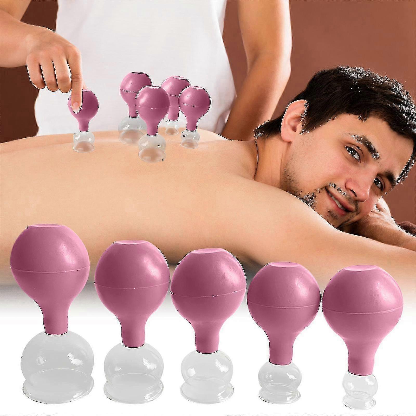 Cupping Glasses Made Of Real Glass [set Of 5] - Effective Cupping Glasses With Suction Ball & Fascia Scraper - Cupping With Strong Suction Power