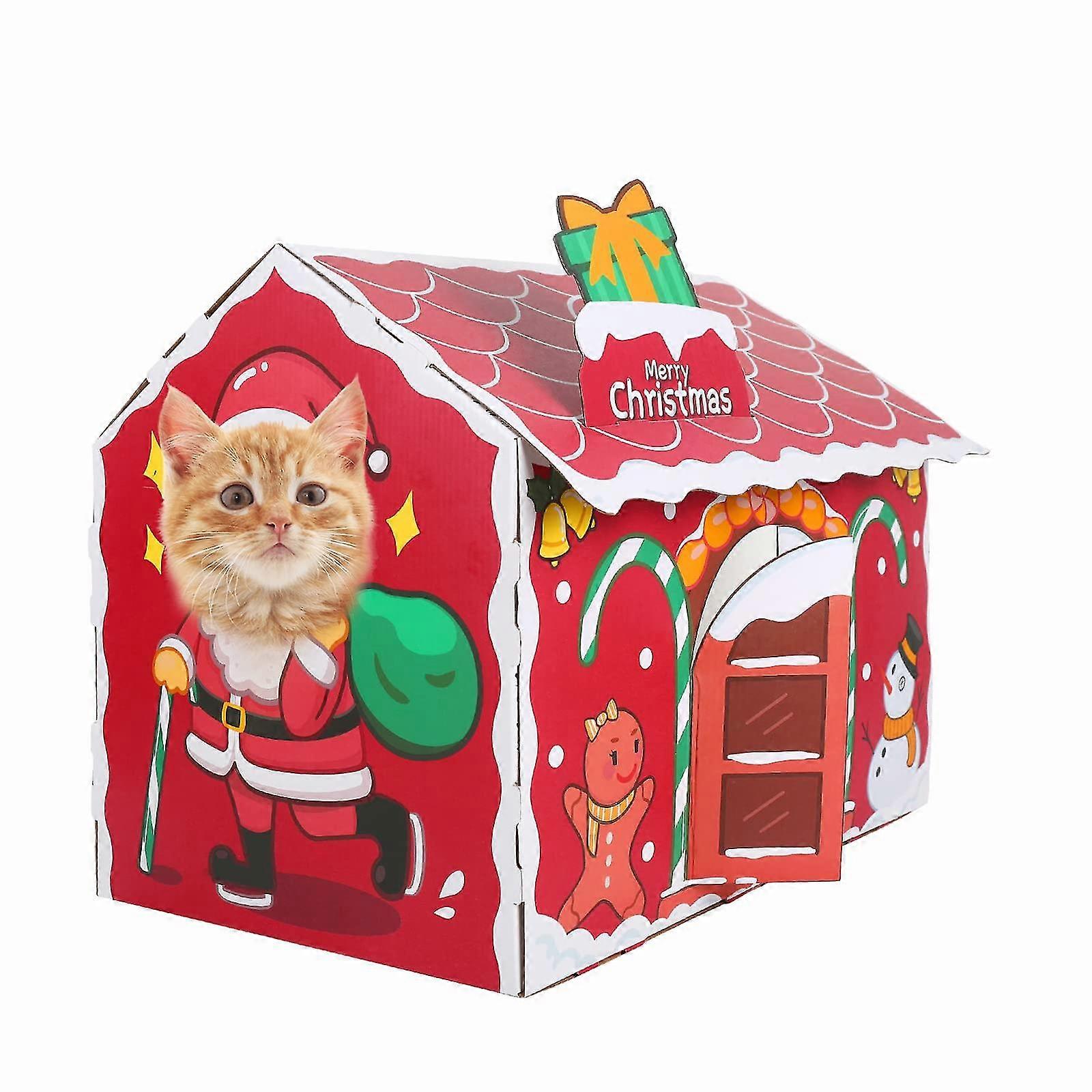 Cardboard Cat With Pad And Catnip, Cat Bed For Indoor Cats, Cat Scratcher, Decorations For Cats Cat Decor For Cats