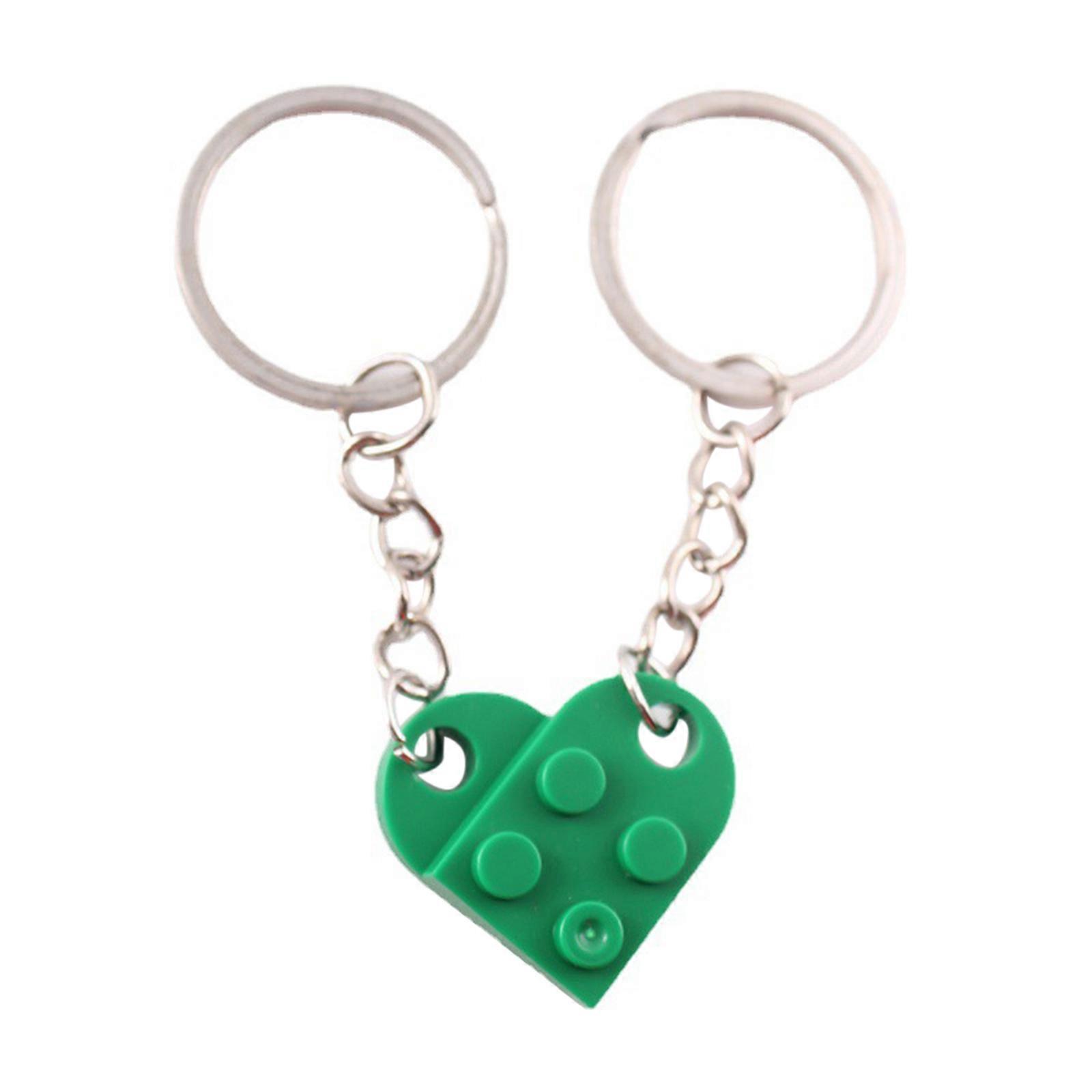 Heart Keychain Set for Couples, Brick Heart Keychain for Boyfriend Girlfriend, 2 Pcs Matching Heart Colorful Keychains