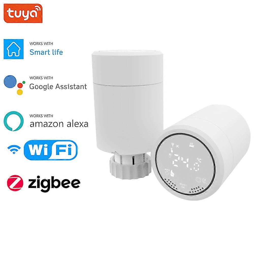 ZigBee Thermostatic Radiator Valve Programmable Smart Anti Freezing Radiator Thermostat Work with Tuya Smart Life App Voice Control via Alexa Google H