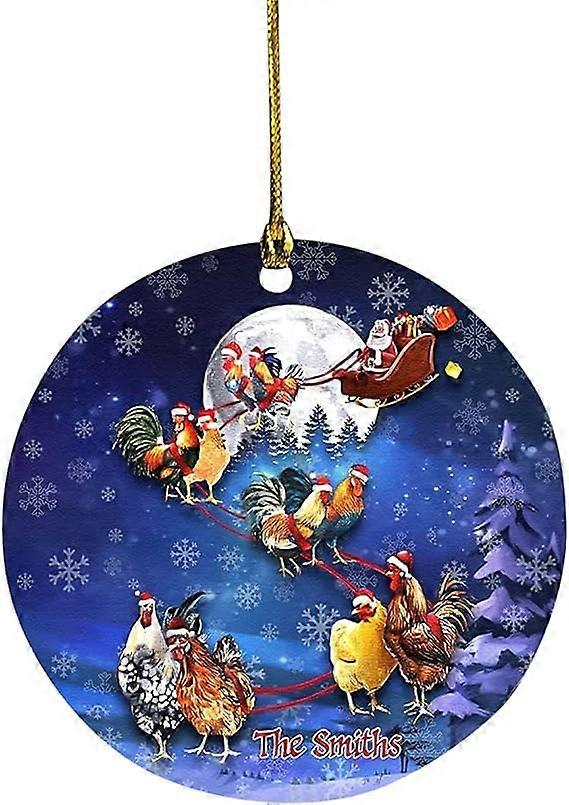 Chicken And Beautiful Moon Christmas Tree Ornaments