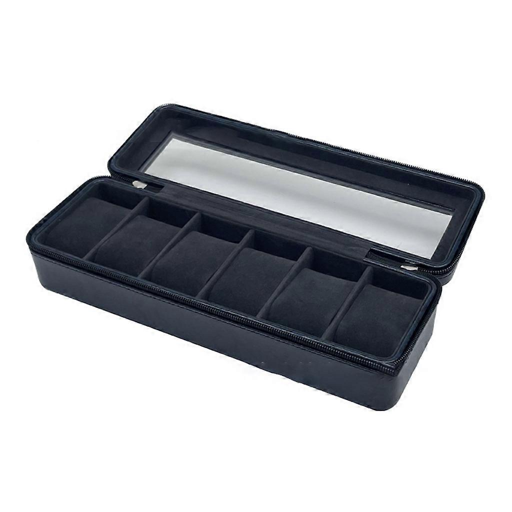 Watch Display Case Holder with Large Glass Top Watch Box Container Portable
