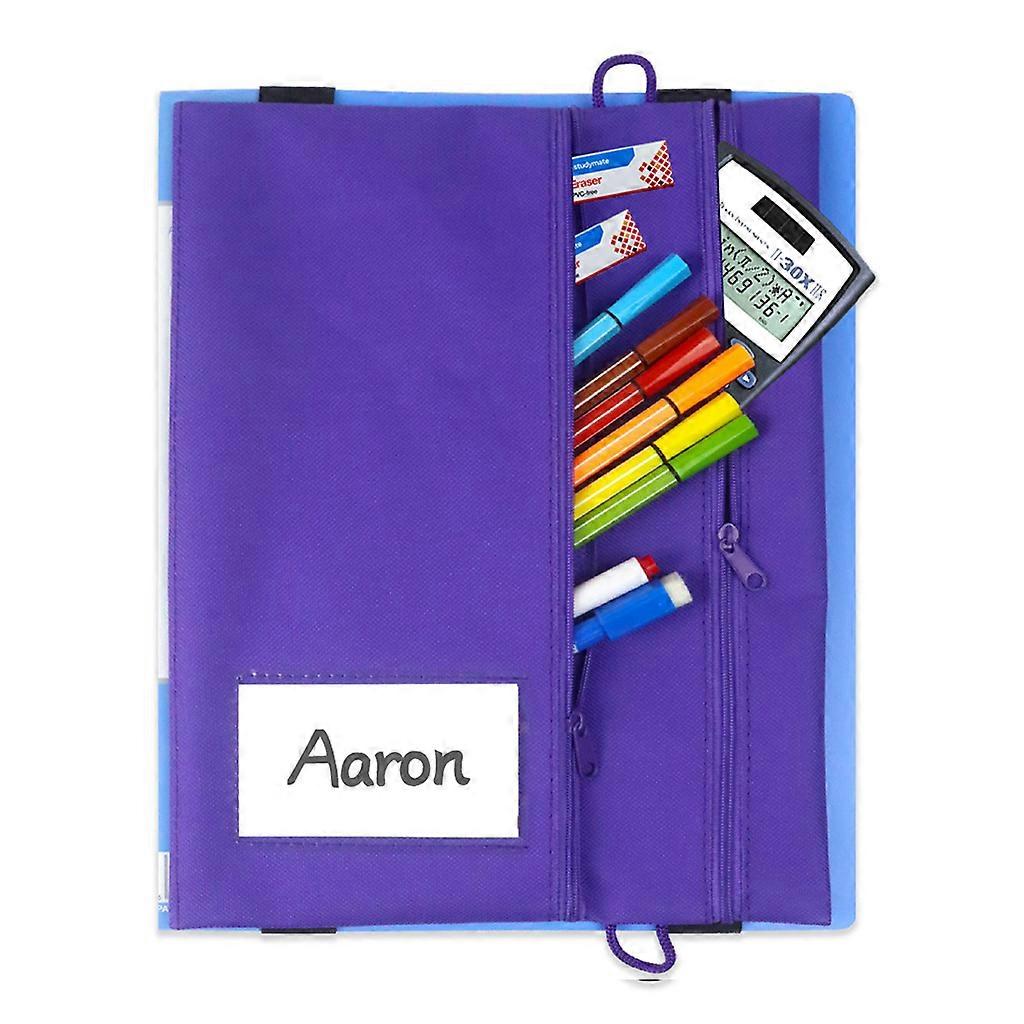 2-layer Pen Bag Elastic Straps Design for Fastening on File Folder Journal Book