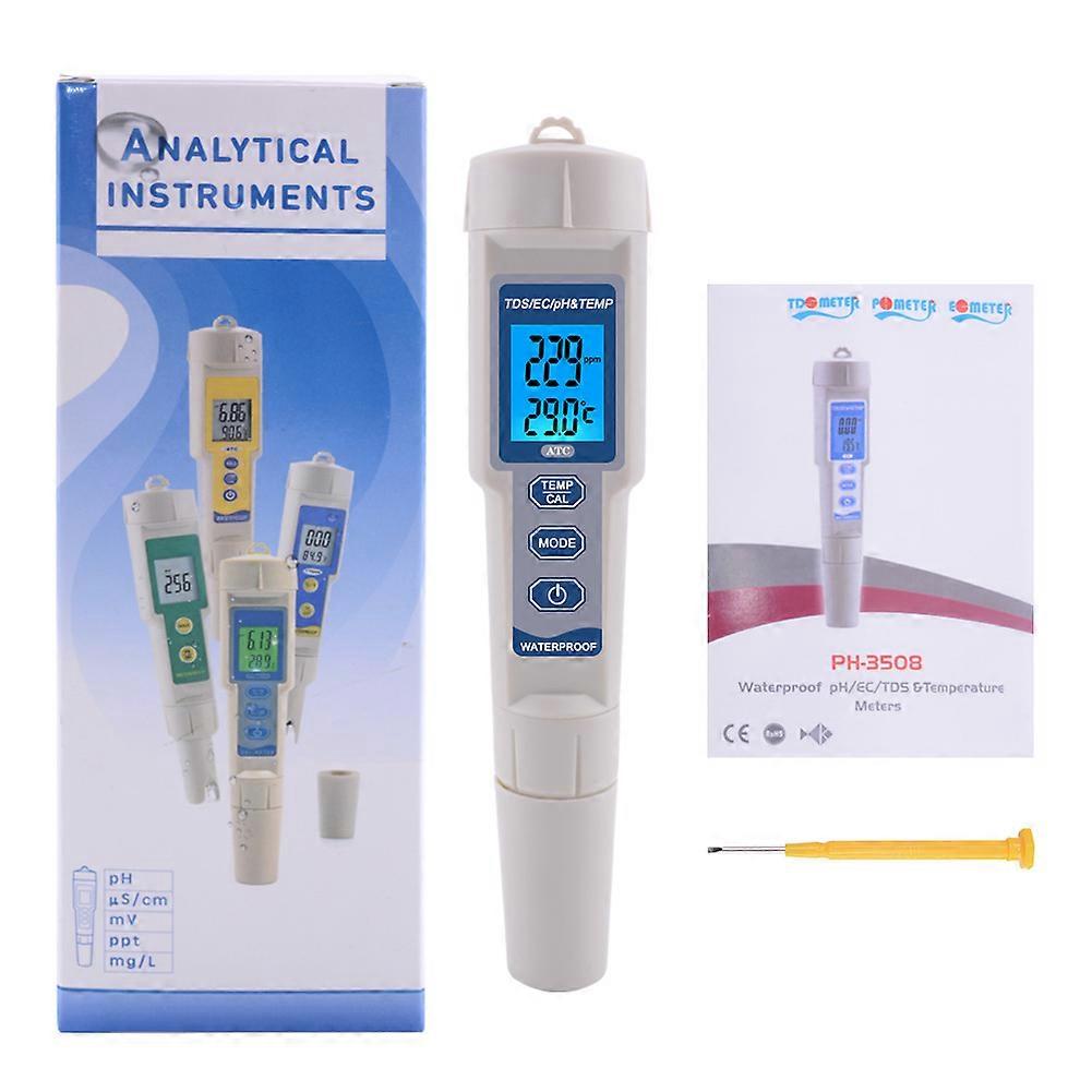 4 in 1 Water Quality Multi-Parameter pH EC Temperature Meter Tester Monitor Sensor Probe Test Kit
