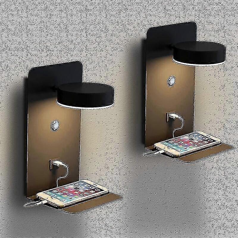 2 Pack Led Indoor Wall Light With Usb Port 12w Tricolor Dimmable Modern Wall Lamp With Switch Wall Reading Light 330 Rotatable Bedside Lamp Lighting N