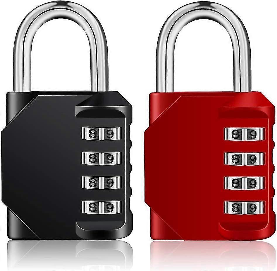 Locker Code Padlock, 4 Digit Combination Padlock For Sports, School, College, Outdoor Locker Room Combined Lock For Gate, Garden Shed (black And Red)