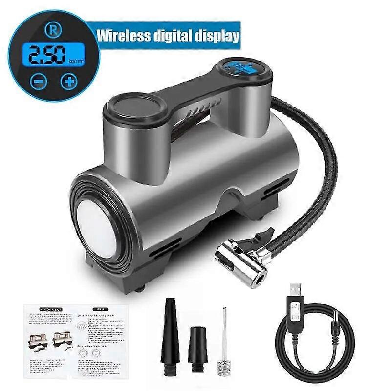 Car 19 Cylinder Wireless Air Pump with Led Lighting 120W Auto Start-Stop Small Inflator for Cars Motorcycles Bicycles Basketball