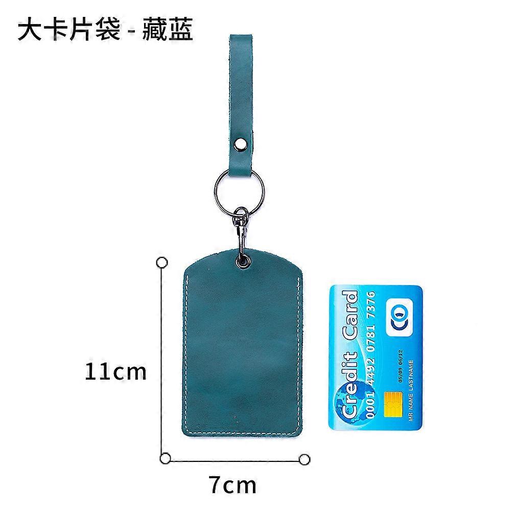 ID Card Case Keychain Access Card Bag Key Tag Ring Cow Leather Card Holder Keychain Key Ring Door Lock Access Tags