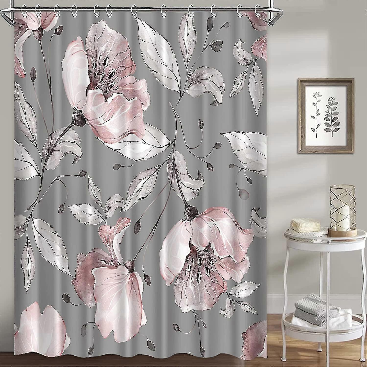Blommiga duschdraperier för badrum, rosblommor Duschdraperier
