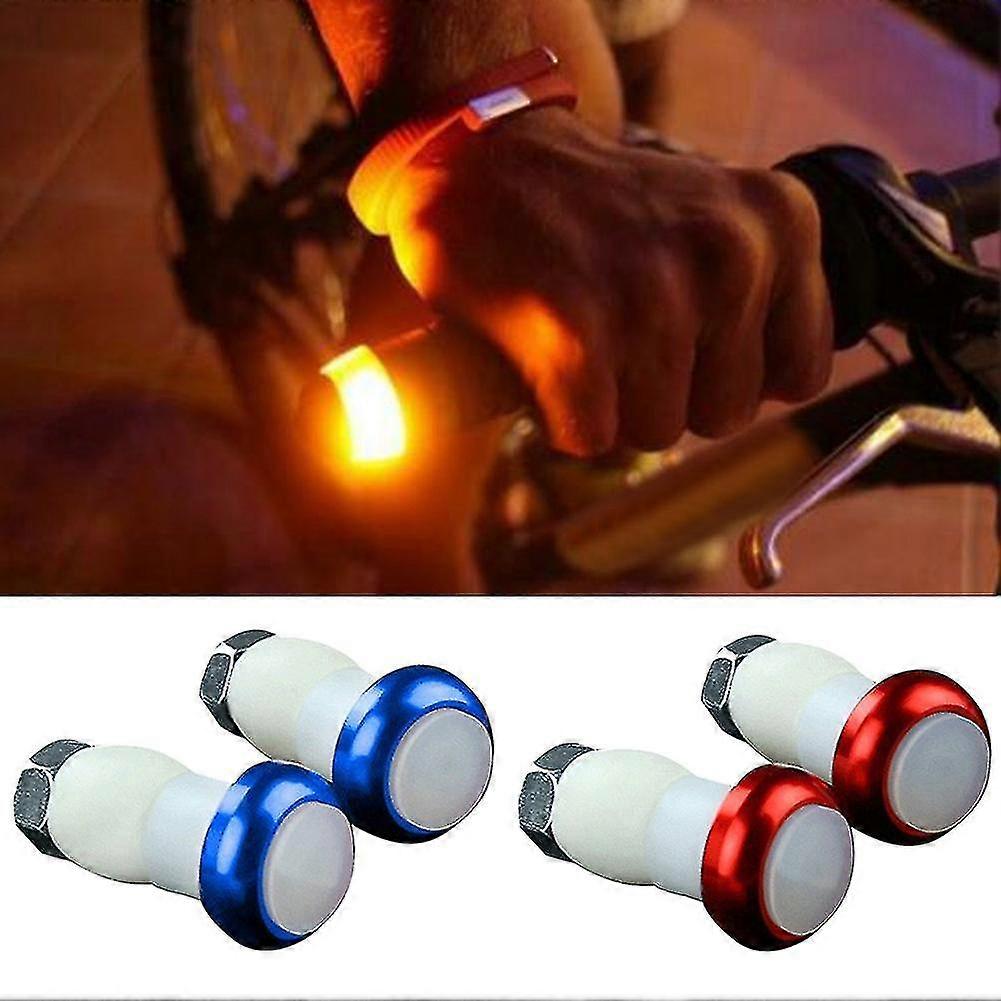 1 Pair Bicycle Handlebar Light Safety Cycling Bike Turn Signal Handle Bar End Plug Led Red Light Lamp Magnetic