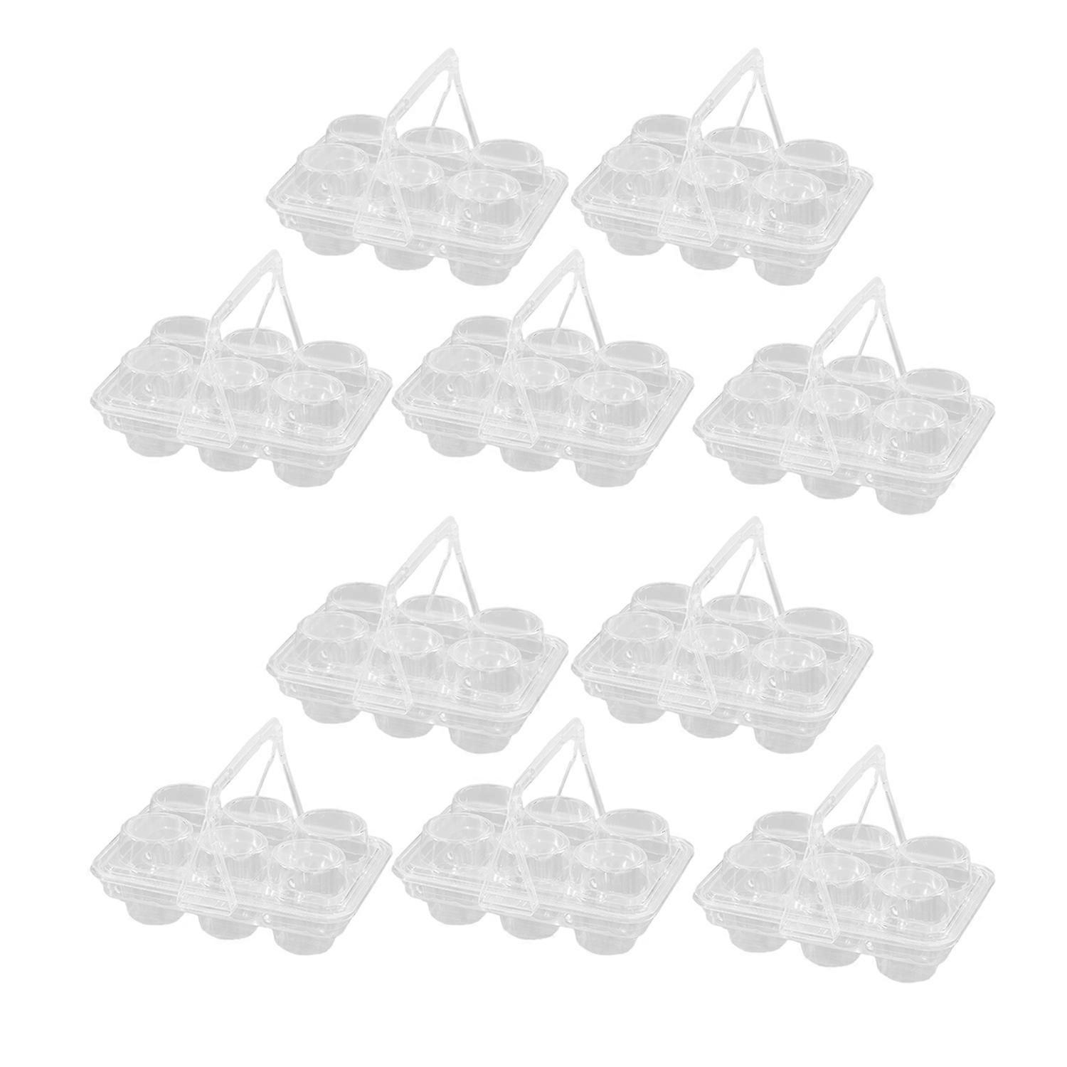 10Pcs Clear Cupcake Holders with Handle Lid Portable Cupcake Transport Rack Reusable Cake Carriers