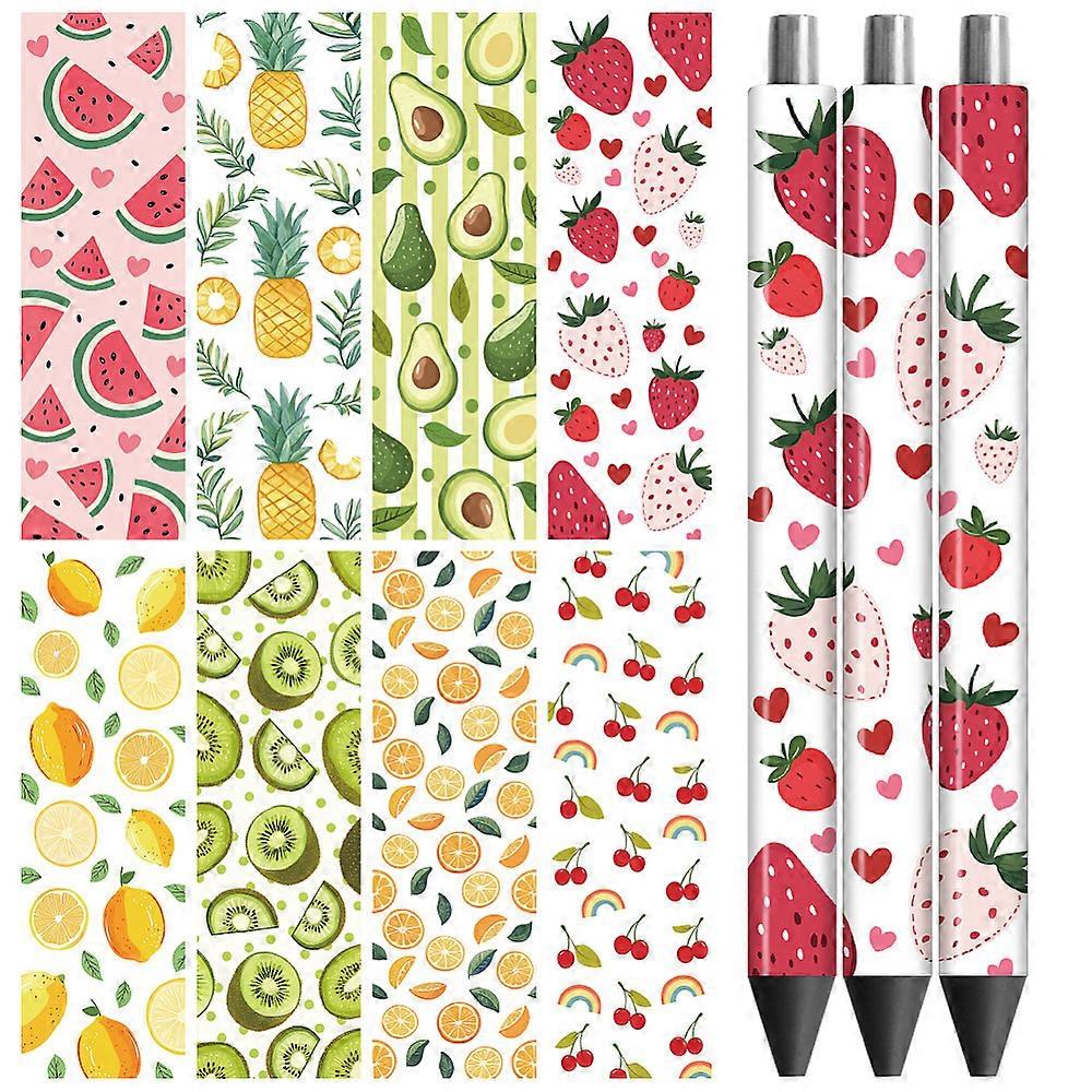 12Pcs Plastic Rub on Transfer Stickers Waterproof Cup Wrap Transfer Decals Fruit 160x120mm