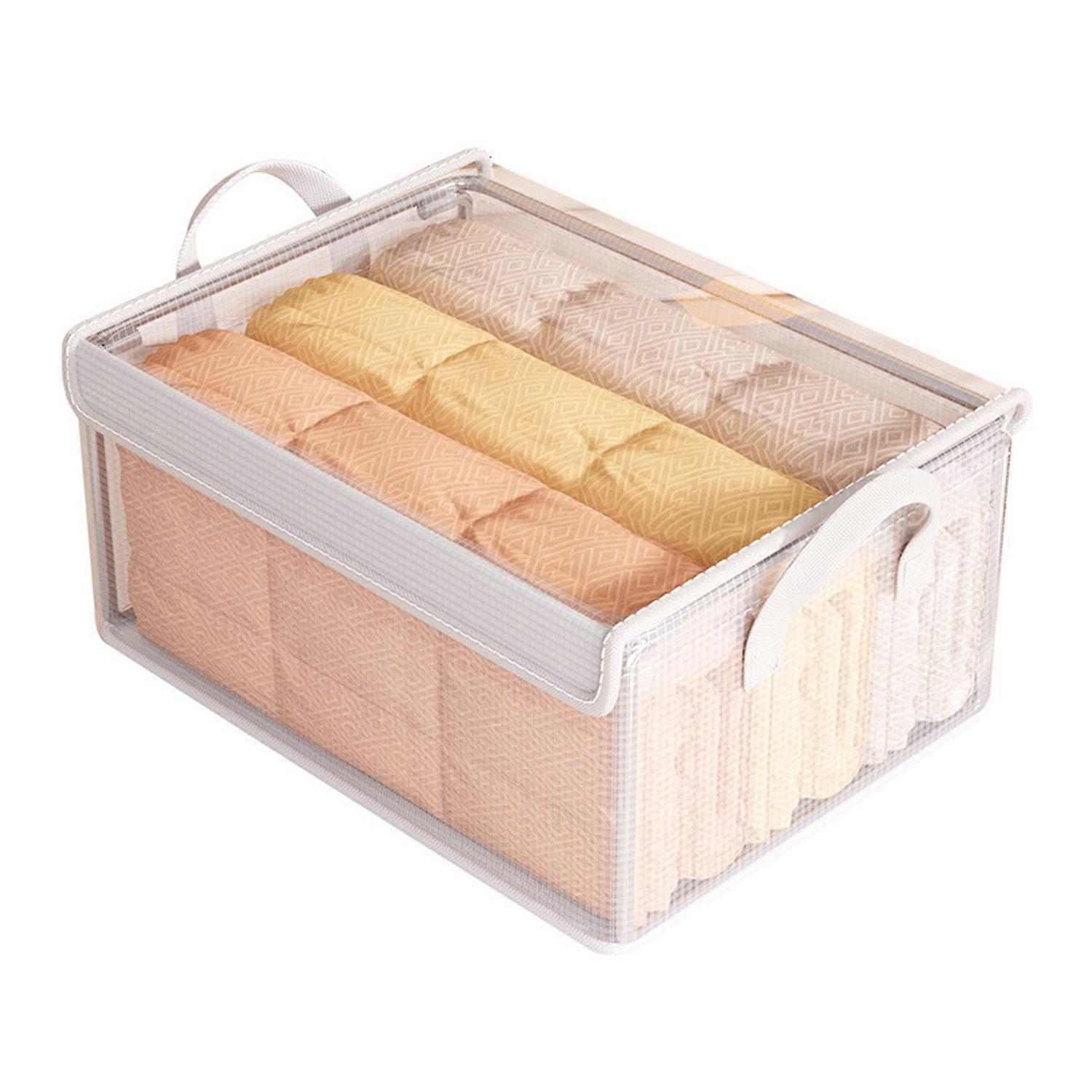 Foldable Storage Box with Dustproof Lid Handle Design Transparent Large Capacity Moisture-Proof